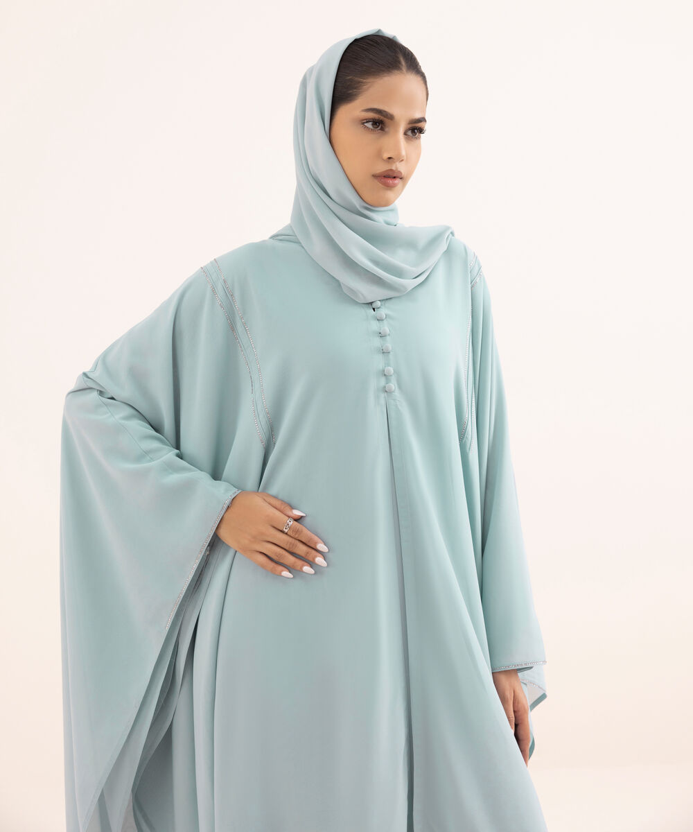 Women's Blue Nida Abaya Set