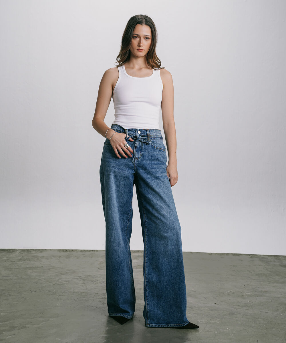 Women's Western Wear Blue Baggy Loose Jeans