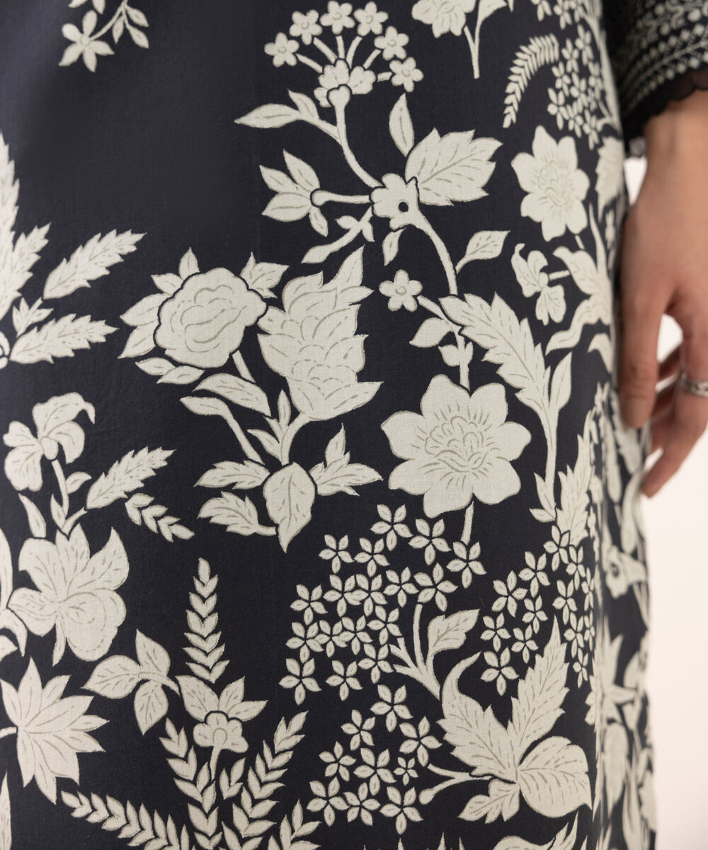 Women's Unstitched Cotton Printed Multi Three Piece Suit