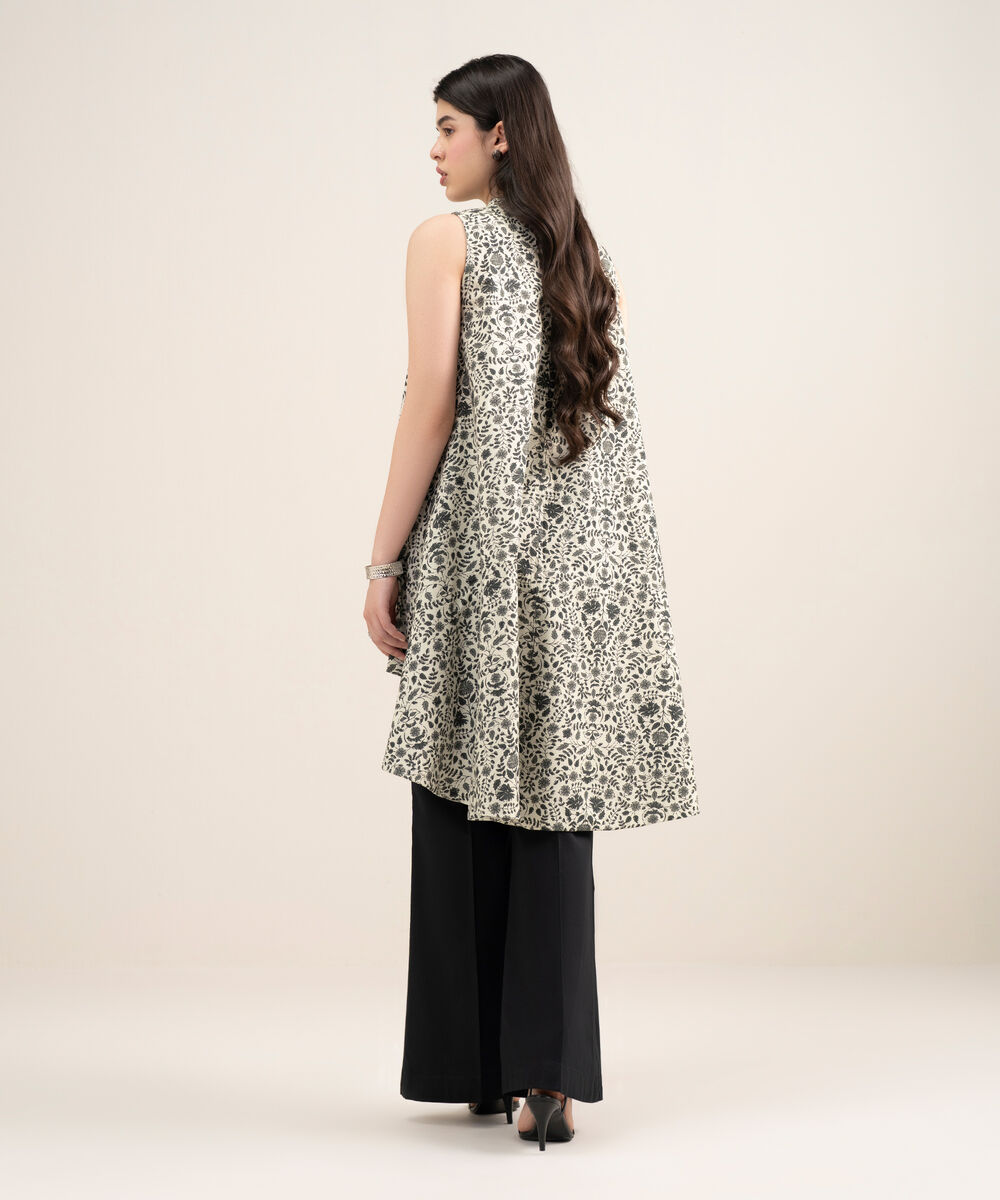 Women's Unstitched Lawn Printed Black Shirt