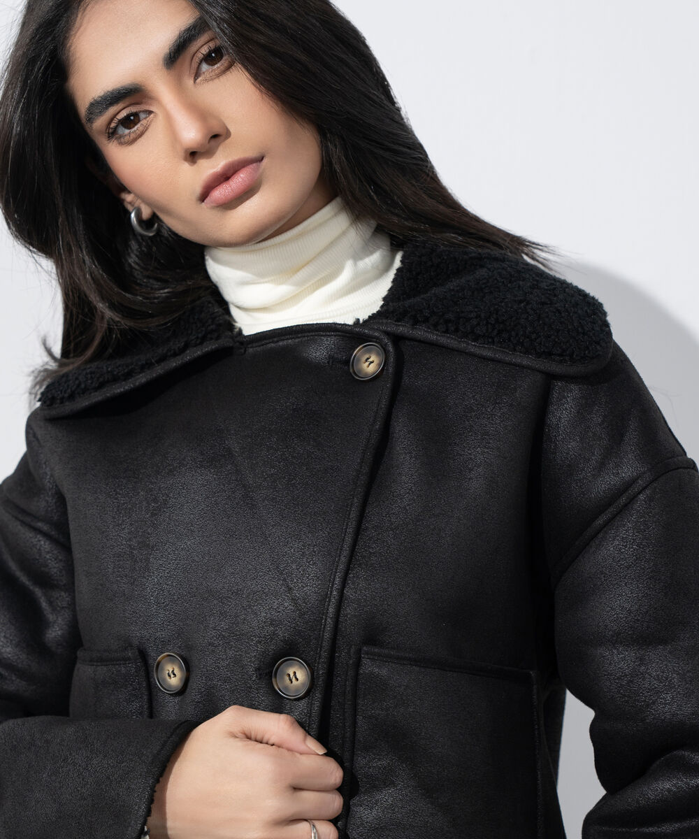 Women's Western Wear Black Reversible Short Jacket