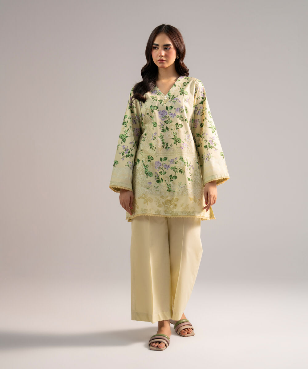 Women's RTW Lawn Printed Pale Green 2 Piece Suit