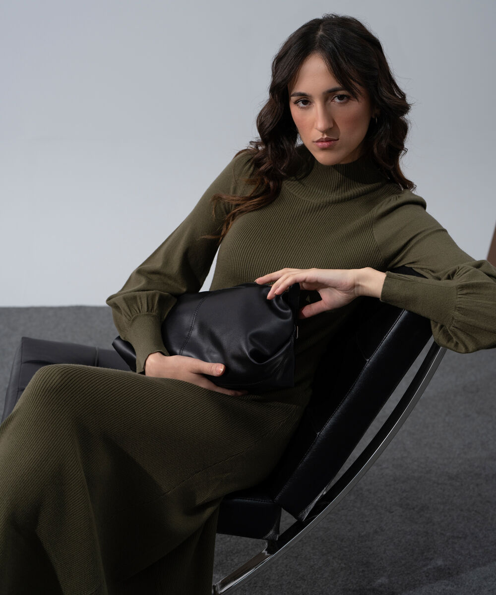 Women's Western Wear Green Ribbed Knit Dress