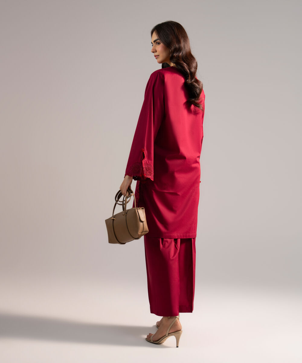 Women's RTW Cross Hatch Solid Maroon Straight Shirt