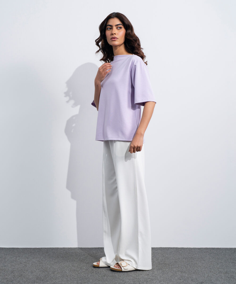 Women's Western Lilac Soft Lux Slash Neck T-Shirt