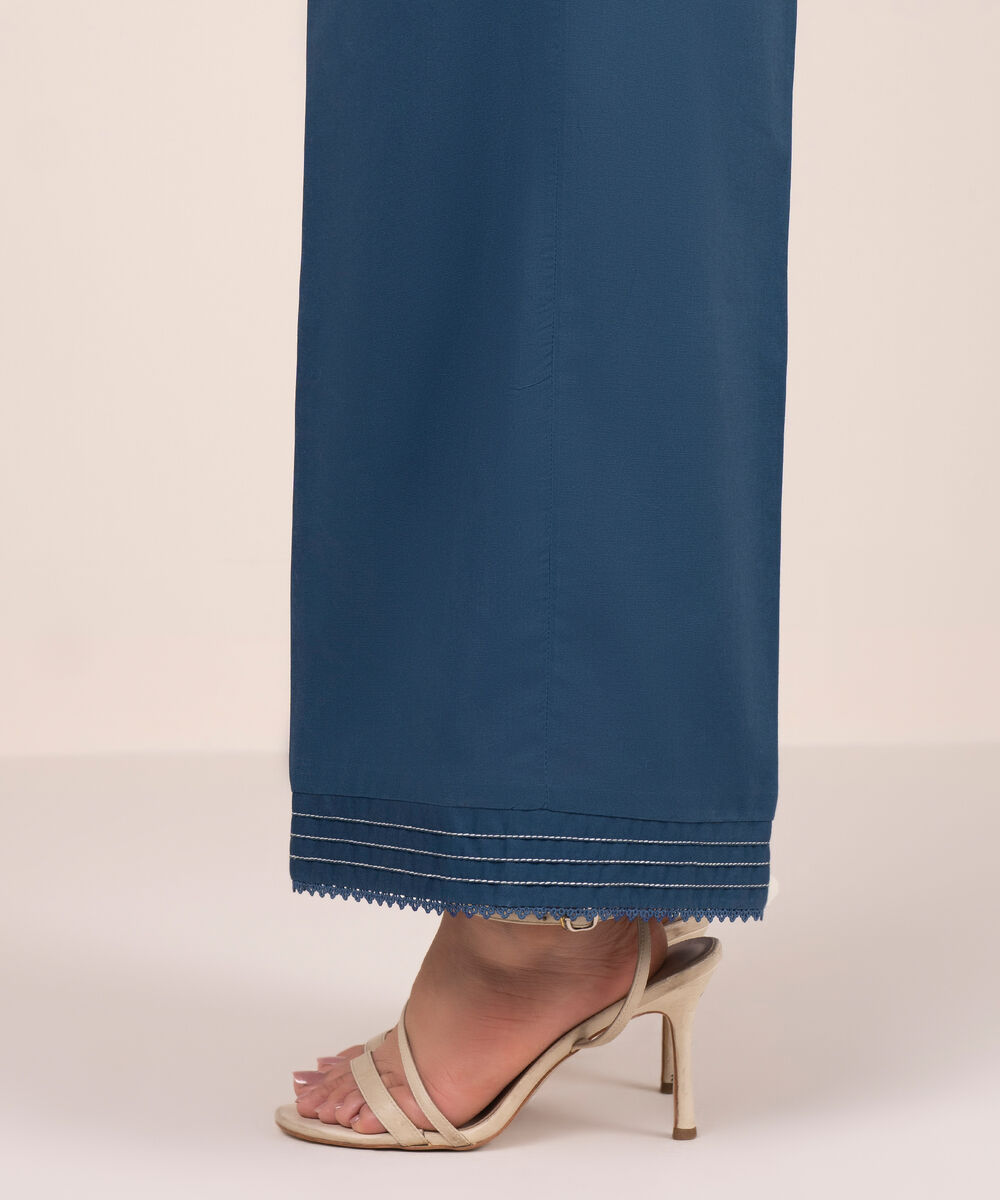Women's RTW Cambric Solid Blue Culottes