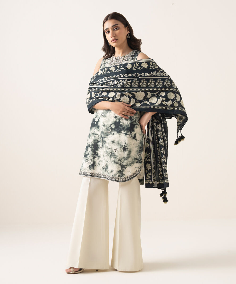 Women's Unstitched Textured Lawn Embroidered Multi 3 Piece Suit