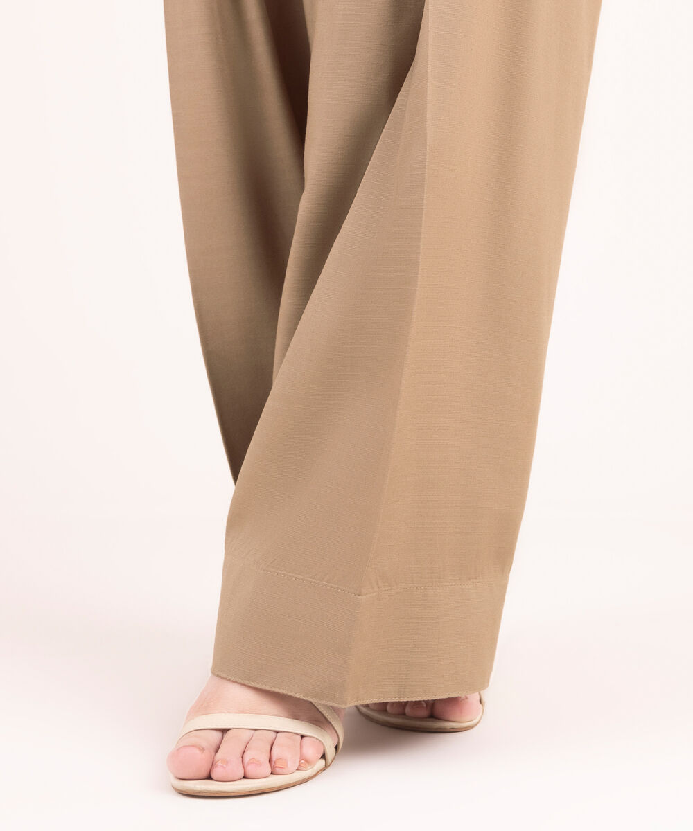 Women's RTW Textured Viscose Solid Beige Farshi Shalwar