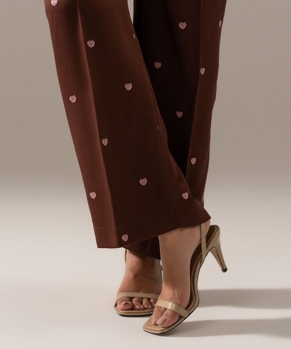 Women's RTW Bedford Solid Brown Farshi Shalwar