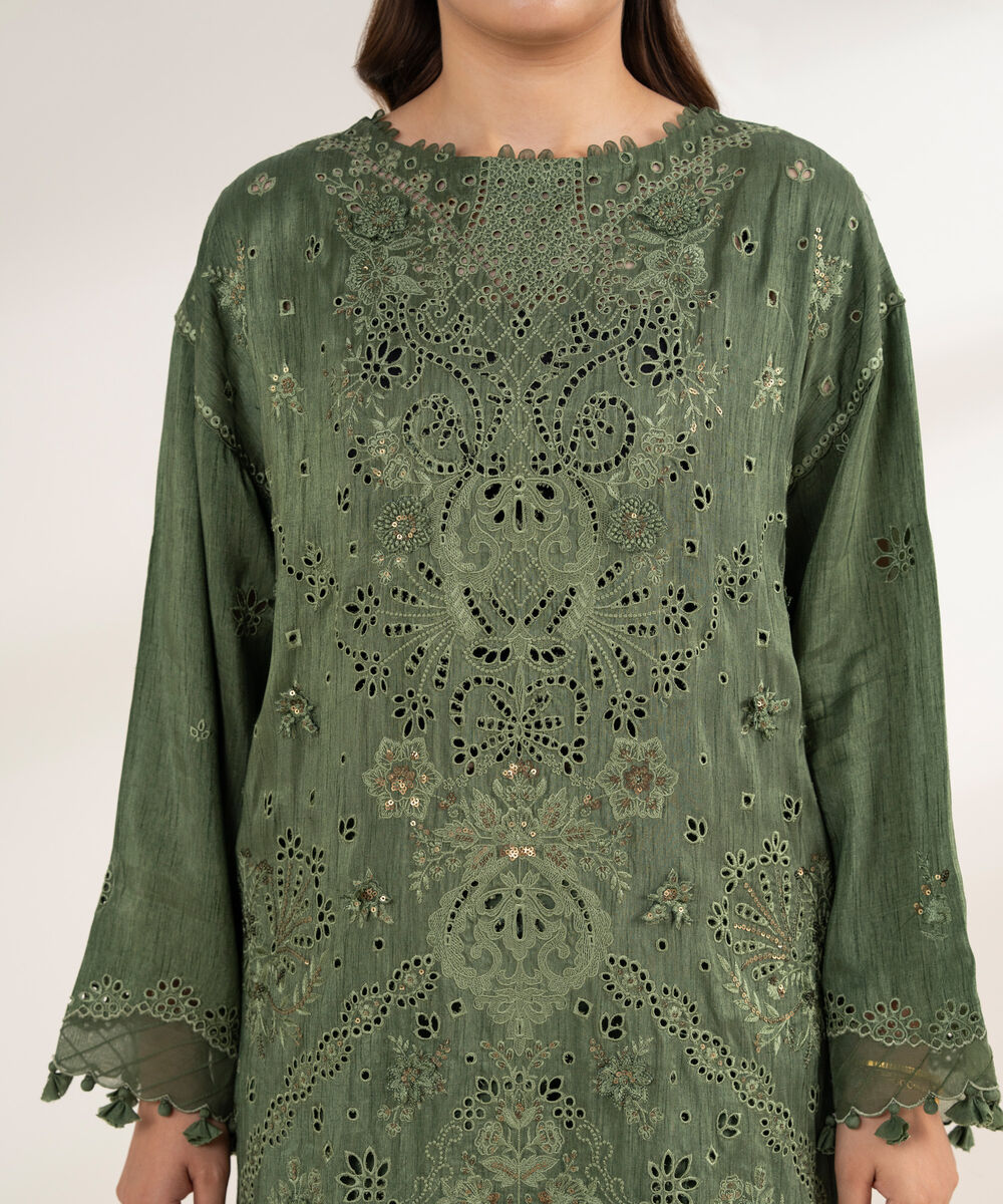 Women's Unstitched Viscose Raw Silk 3 Piece Suit