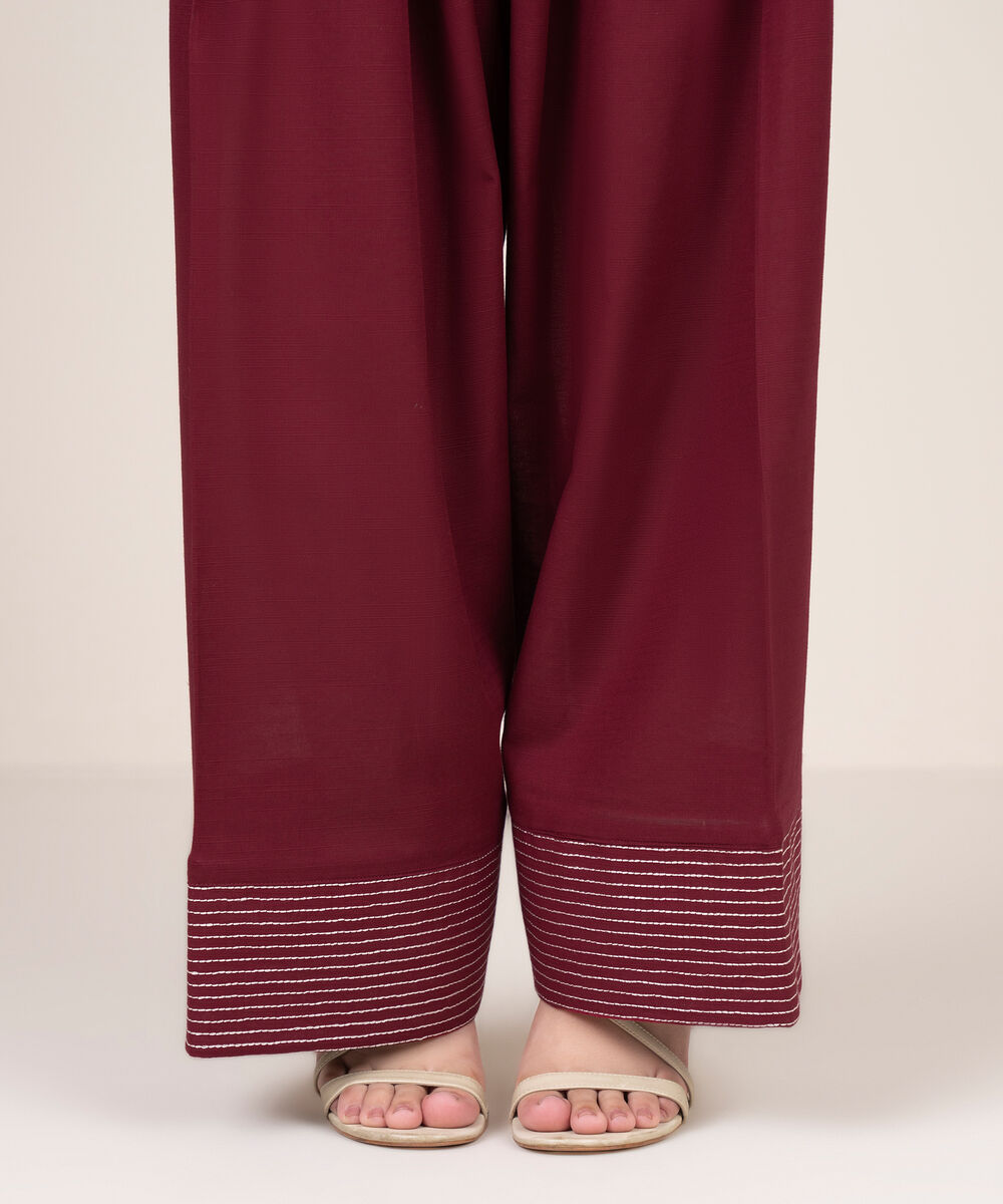 Women's RTW Khaddar Embroidered Maroon Shalwar