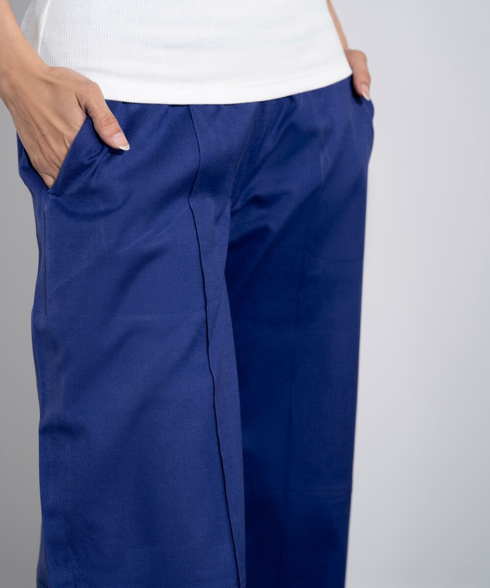 Women's Western Blue Linen Blend Culottes