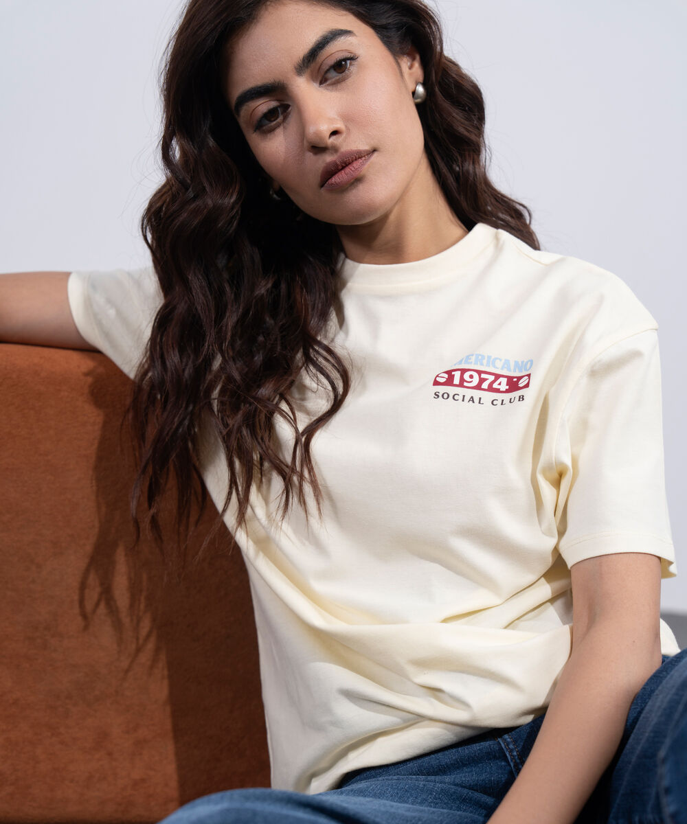 Women's Western Butter Yellow Relaxed Fit Graphic T-Shirt