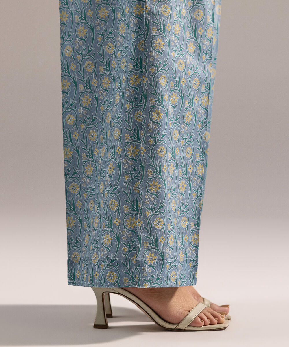 Women's RTW Cambric Printed Blue Culottes