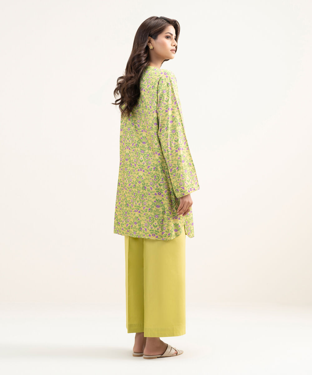 Women's RTW Arabic Lawn Printed Green Straight Shirt