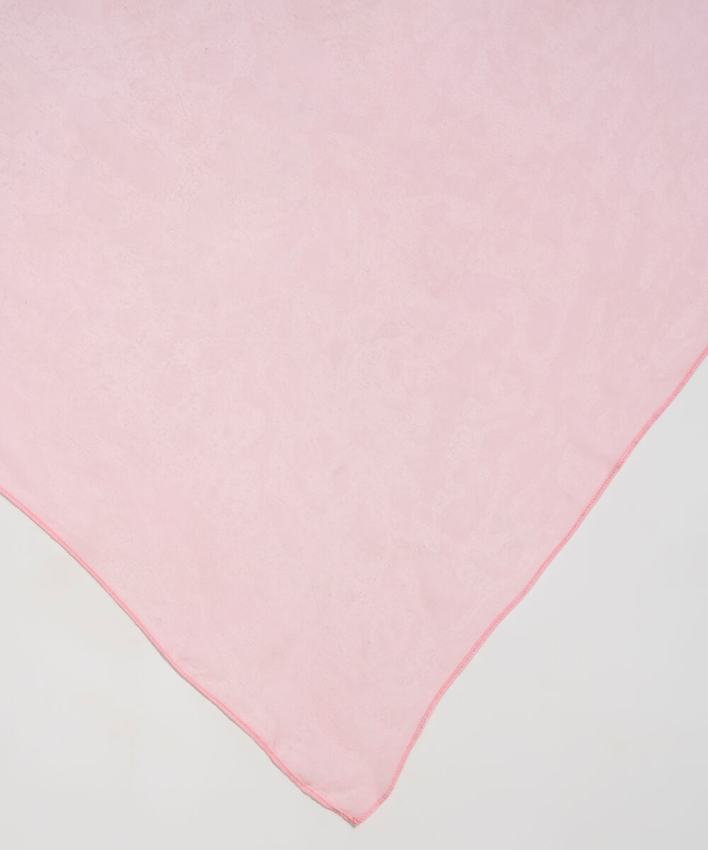 Women's RTW BEmbroidereder Georgette Chiffon Solid Pink Dupatta