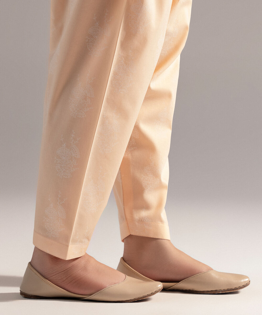 Women's RTW Cambric Printed Peach Shalwar