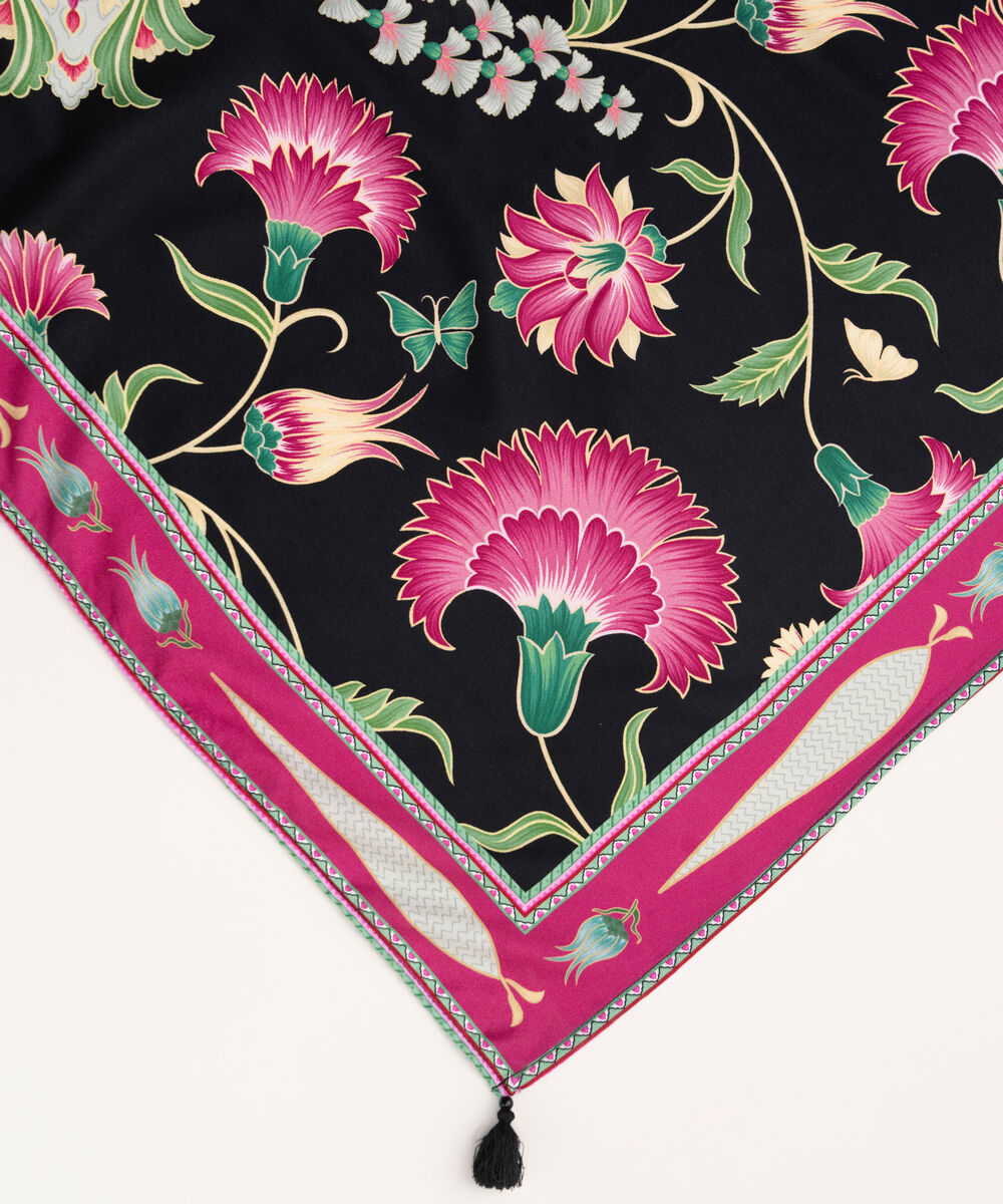 Printed Linen Black Dupatta
