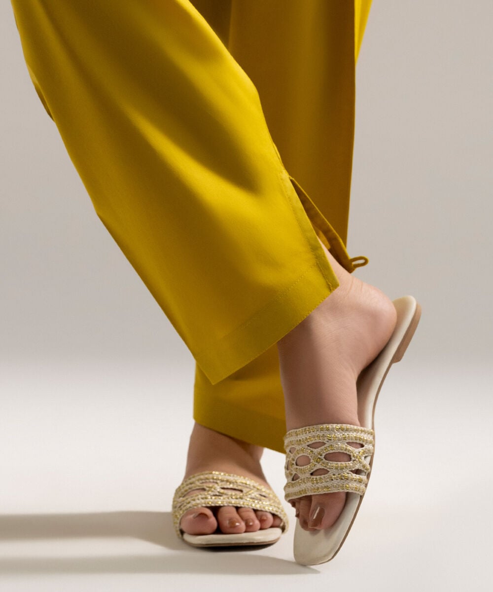 Women's RTW Cambric Solid Yellow Shalwar