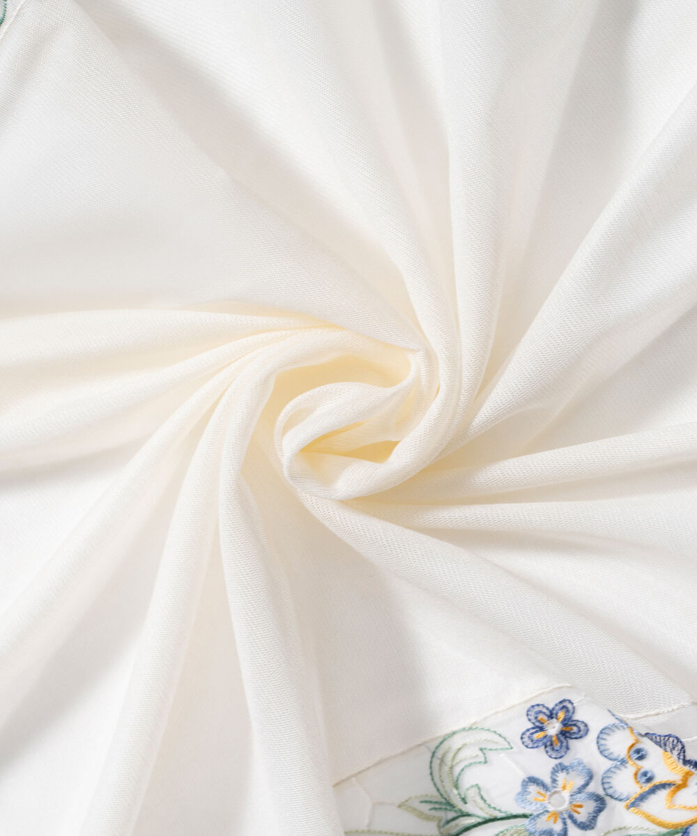 Khaddi Net Embroidered Off White Dupatta