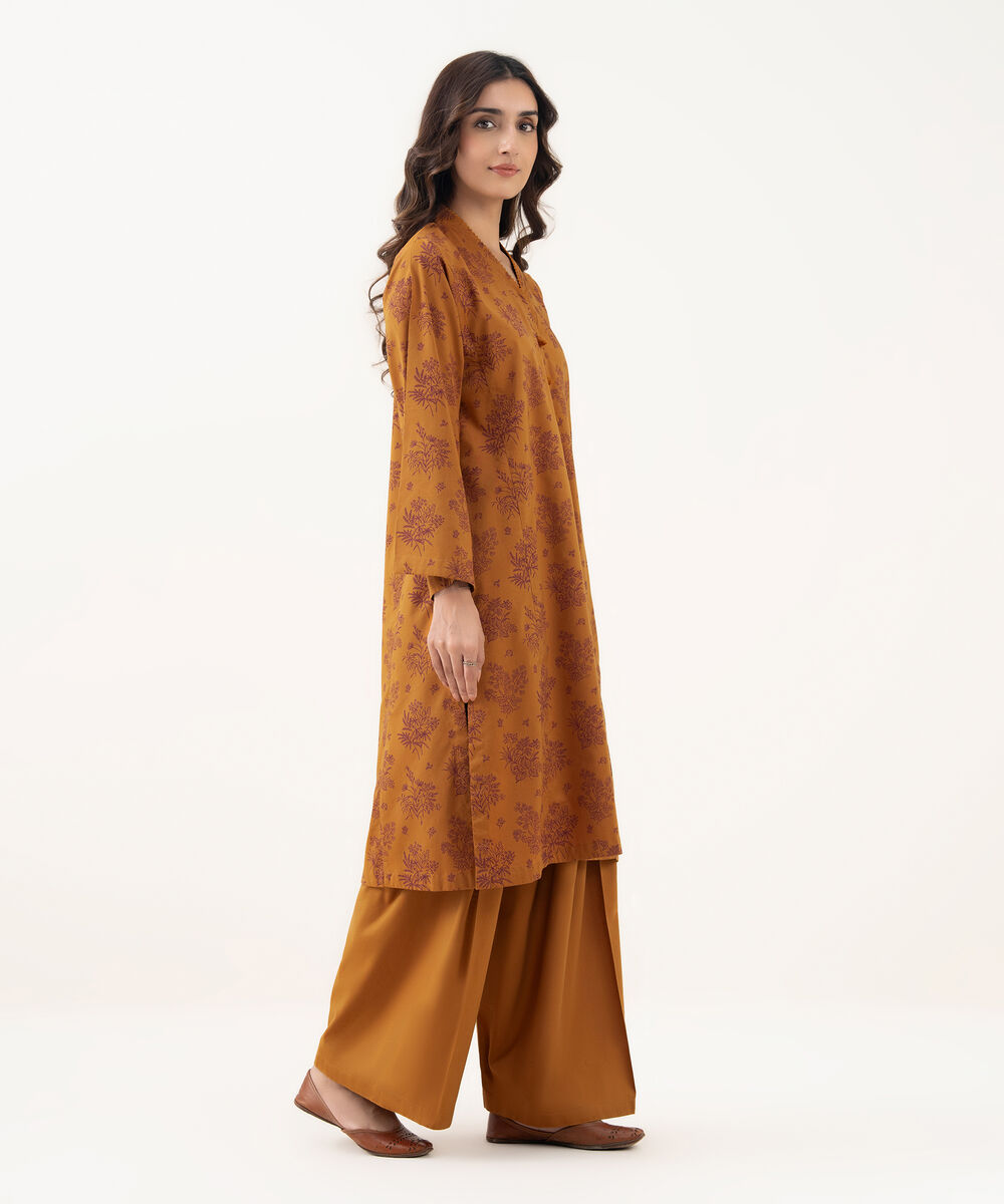 Women's RTW Cotton Viscose Printed A-Line Brown Shirt