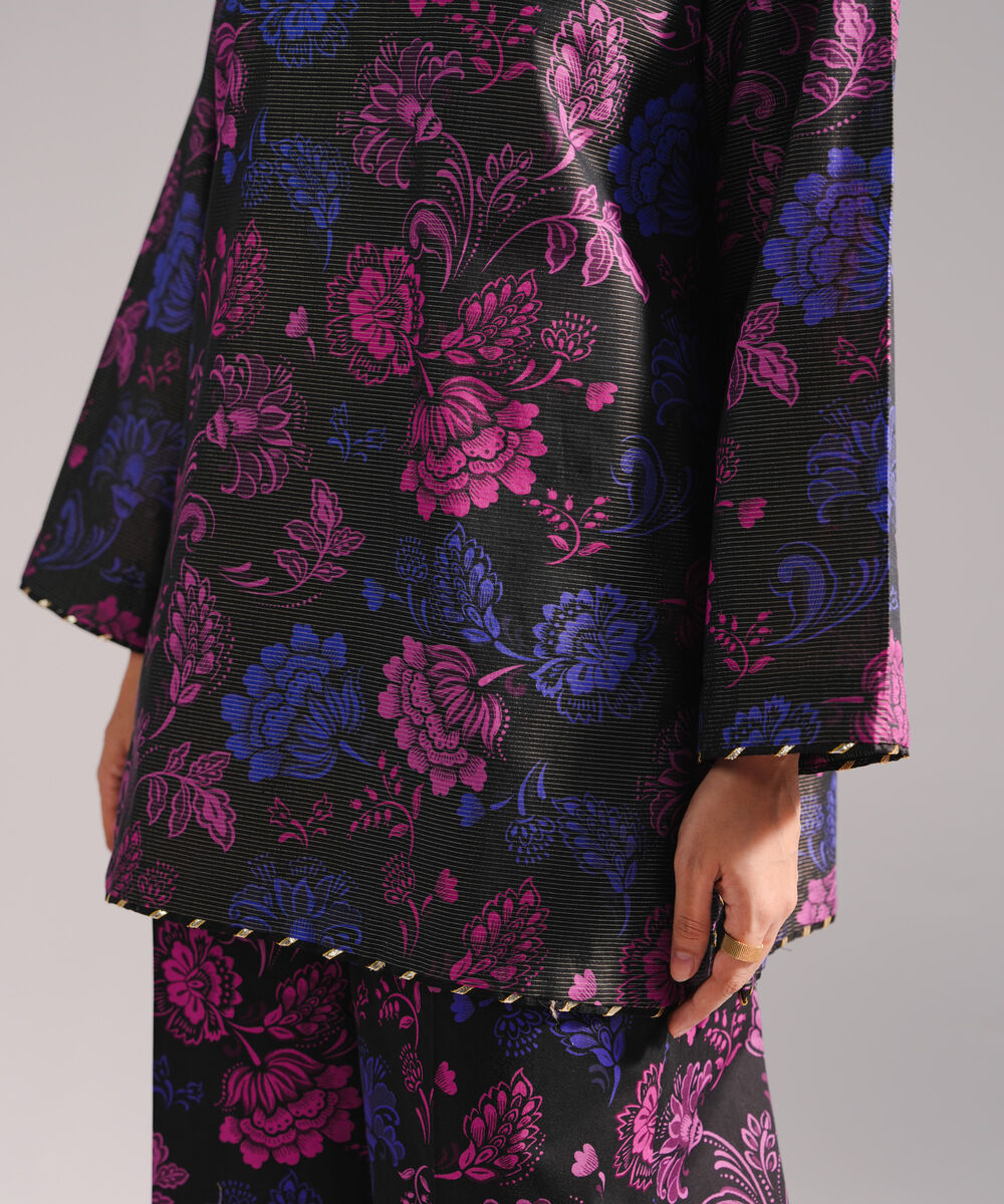 Women's RTW Zari Lawn Printed Black 2 Piece Suit