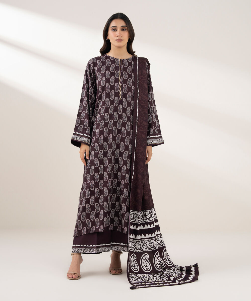Printed Linen Brown Dupatta
