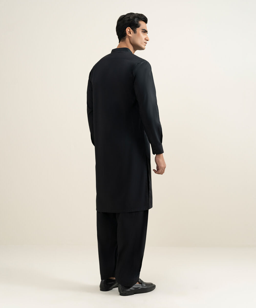 Men's Stitched Black Kameez Shalwar