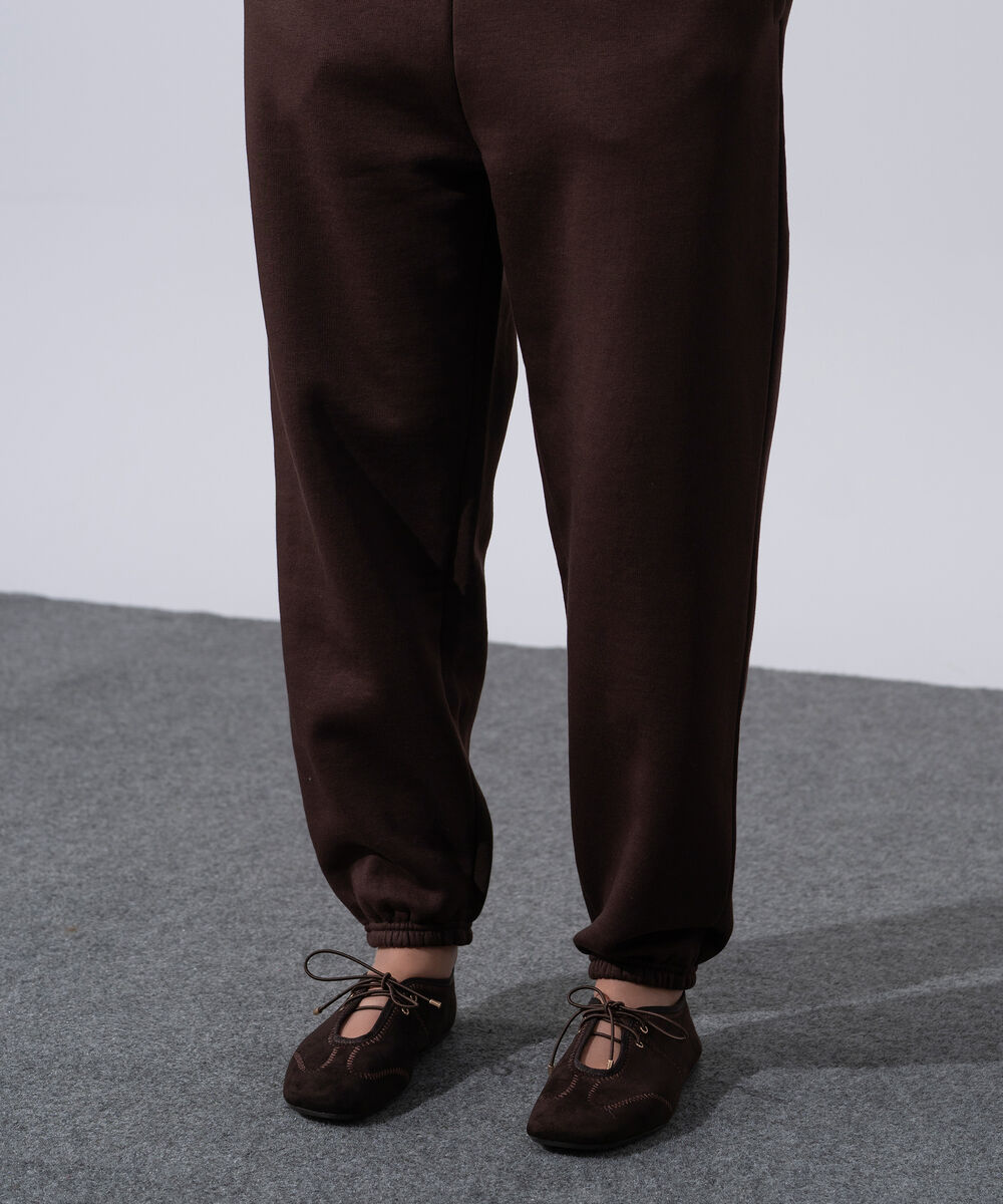 Women's Western Wear Brown Fleece Jogger Trousers