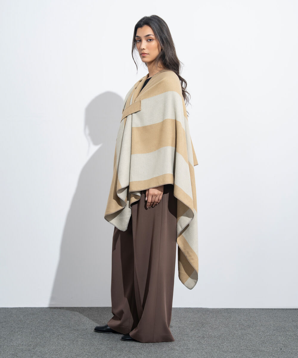 Women's Western Wear Beige & Off White Cape Shawl