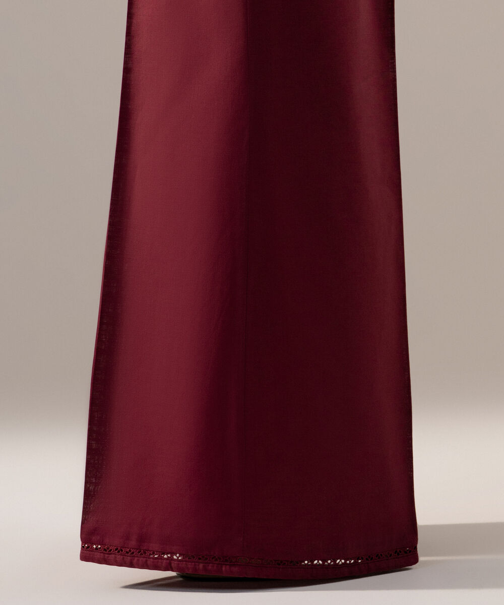 Women's RTW Cross Hatch Solid Maroon Flared Pants