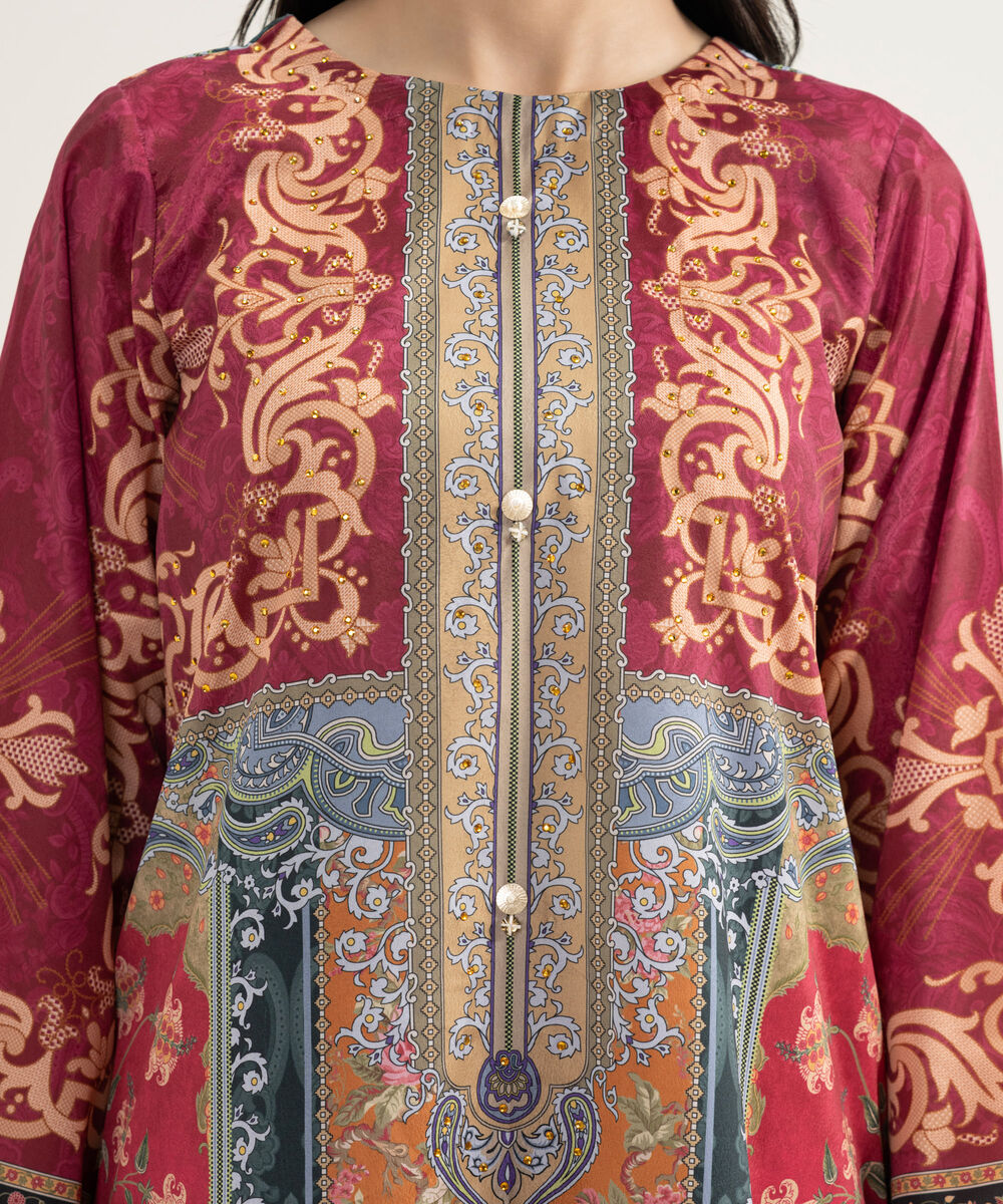 Women's RTW Blended Grip Silk Printed 3 Piece Suit