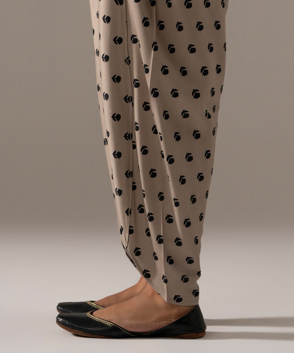 Women's RTW Viscose Marina Printed Grey Tulip Shalwar