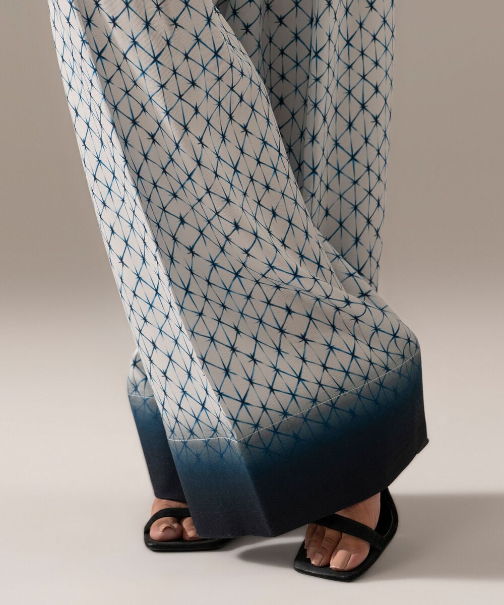 Women's RTW Bedford Printed White Farshi Shalwar