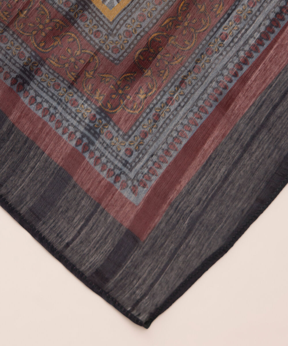 Tussar Silk Red Printed Dupatta