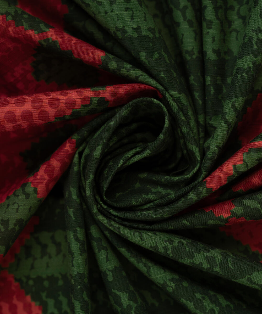 Printed Khaddar Green Dupatta