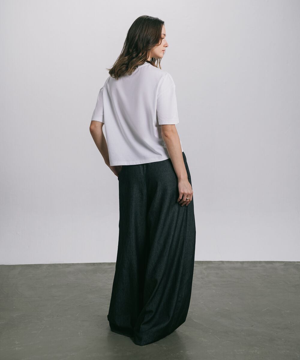 Women's Western Wear Black Wide-Leg Pleated Trouser