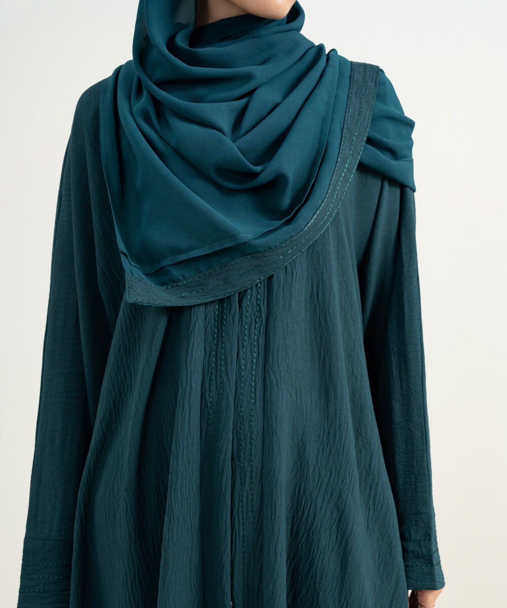 Women's Beige Kimono Embroidered Abaya