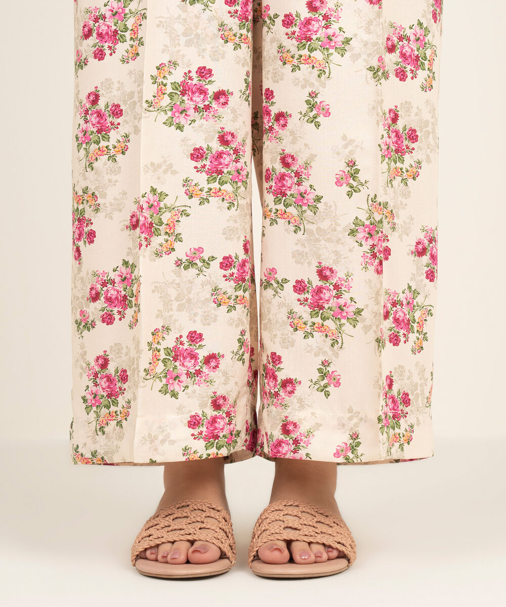 Women's RTW Arabic Cambric Printed Cream White Culottes