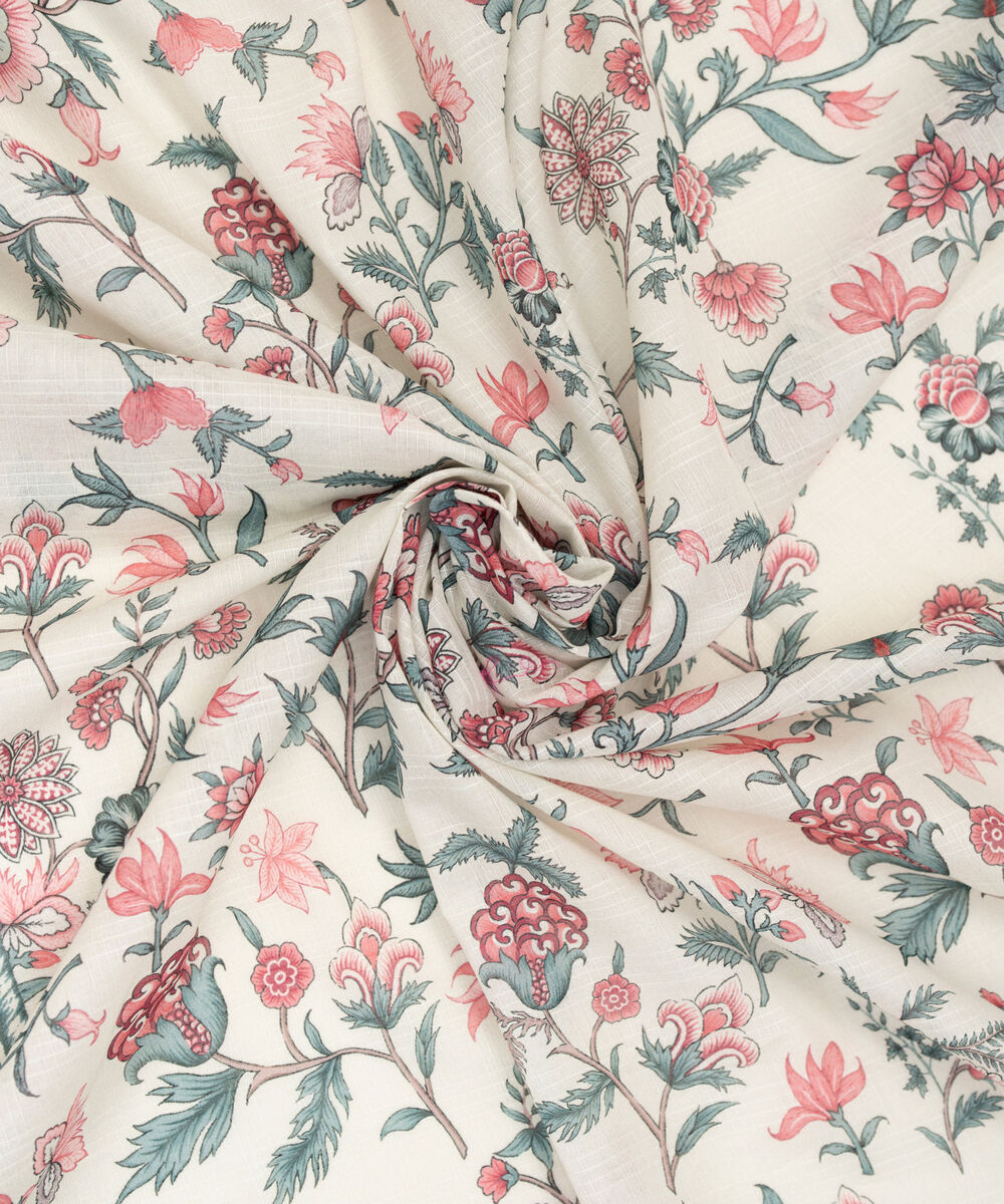 Lawn Printed White Dupatta