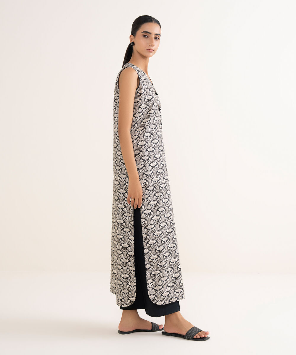 Women's Unstitched Lawn Printed Black 2 Piece Suit