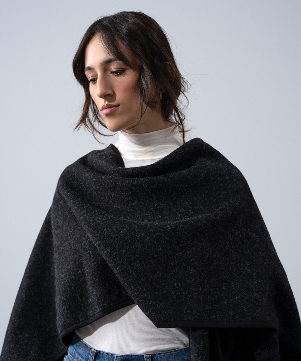 Women's Western Wear Black Polyester Cape Shawl