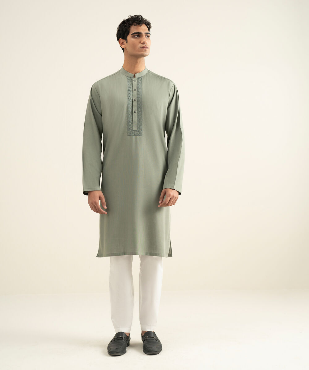 Men's jade Cotton Slub Kurta
