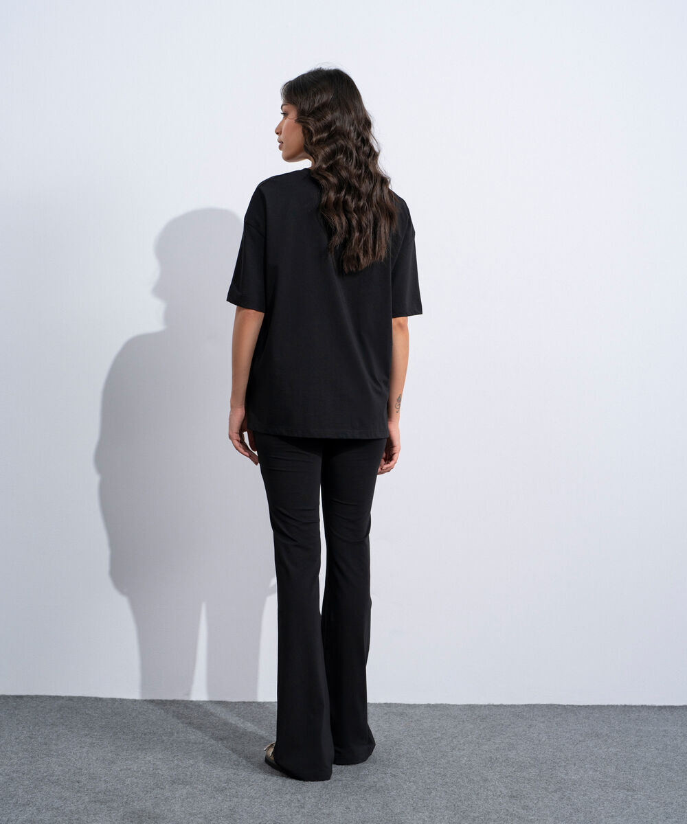 Women's Western Black Stretchy Flared Trousers