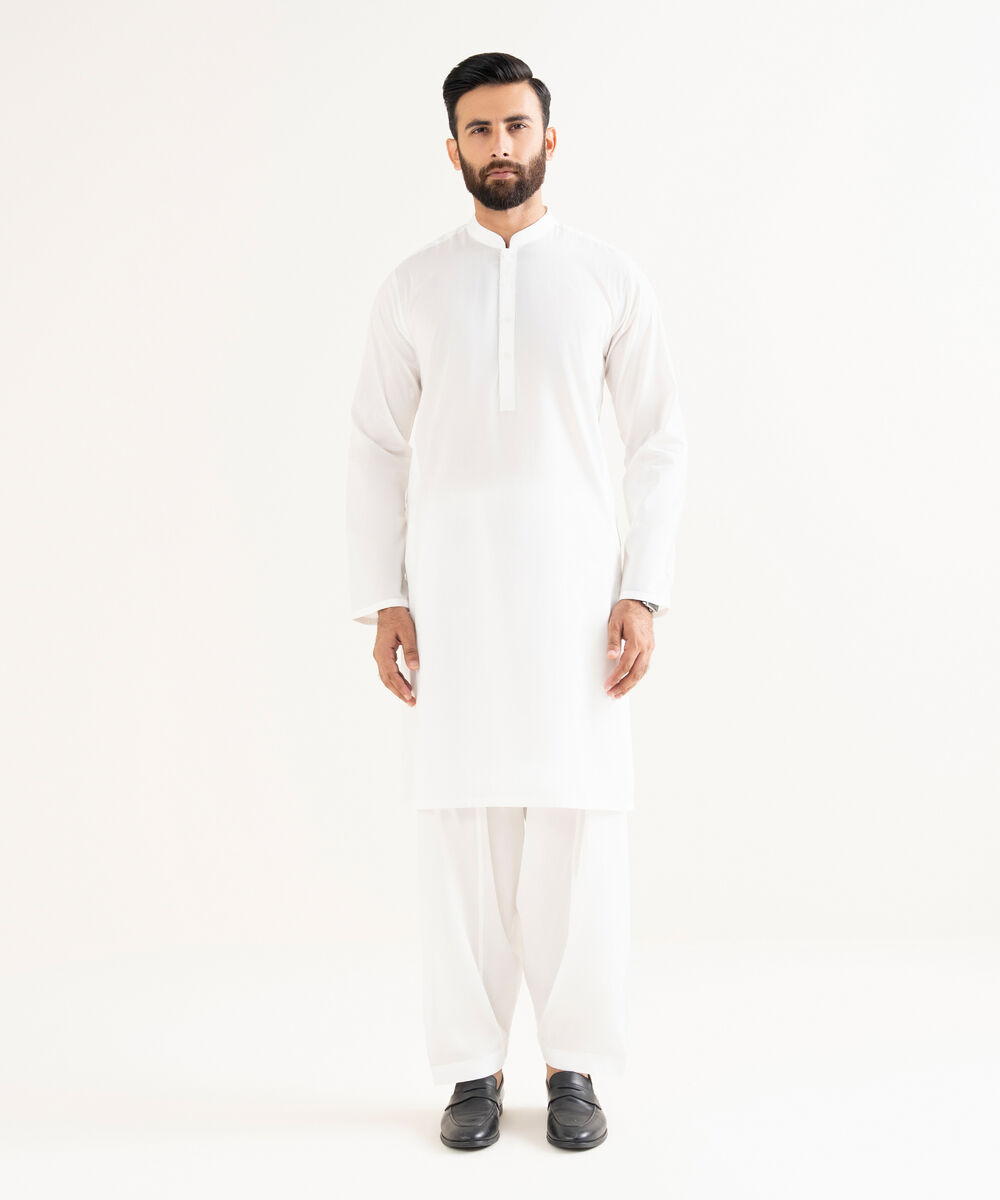 Men's 100% Cotton Plain White  Kurta Shalwar