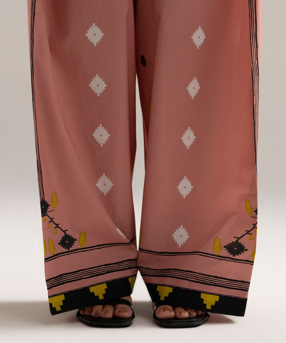 Women's RTW Cambric Printed Pink Farshi Shalwar