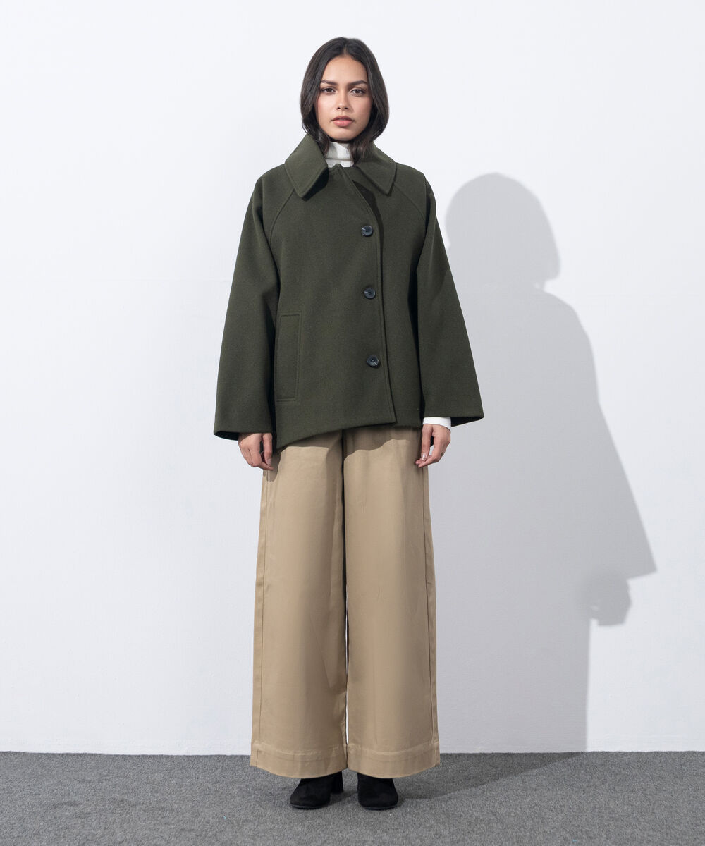 Women's Western Wear Green Oversized Cape Coat