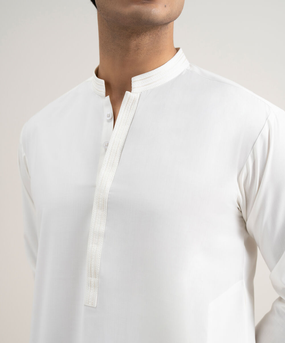 Men's Stitched Premium Wash & Wear Off White Suit