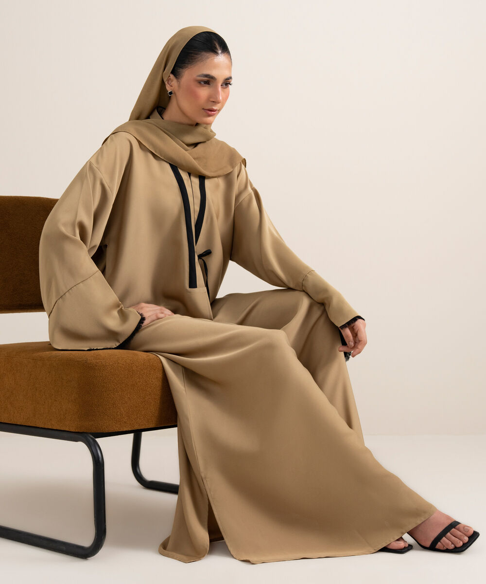Women's Pale Brown Abaya Set