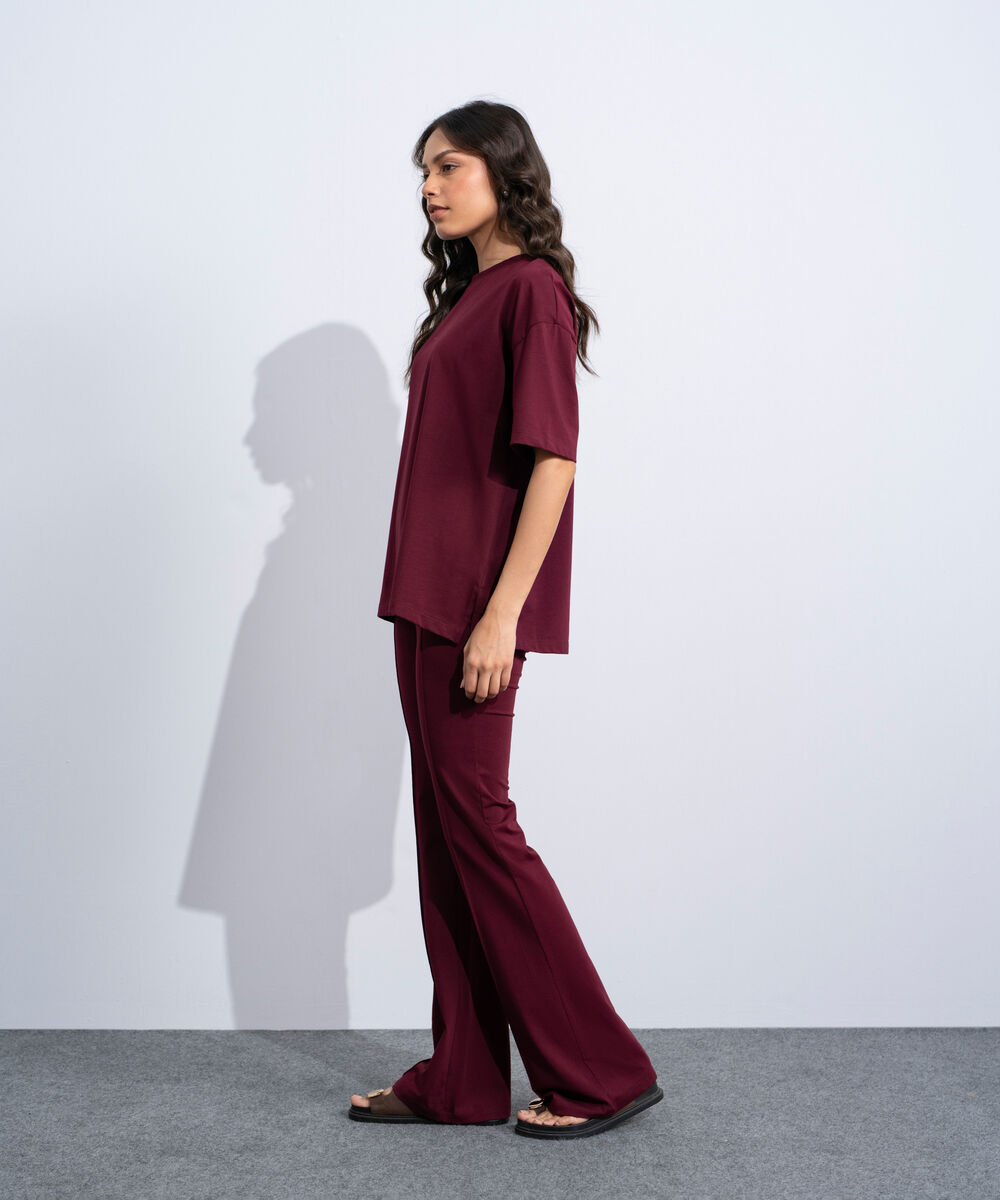 Women's Western Burgundy Loose Fit T-Shirt
